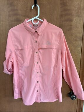 L.L. Bean Women’s Long-Sleeve Coral Button-Up Shirt UPF 50